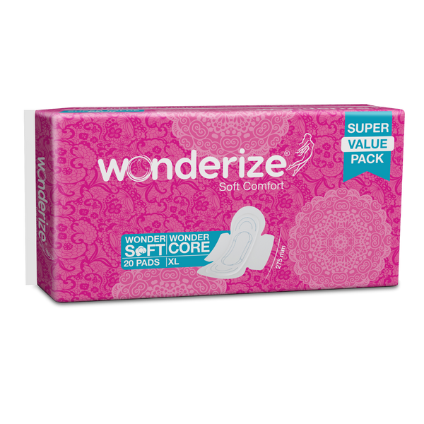Wonderize Soft Comfort Cotton Regular size pads - Super Saver Pack 275mm 20N