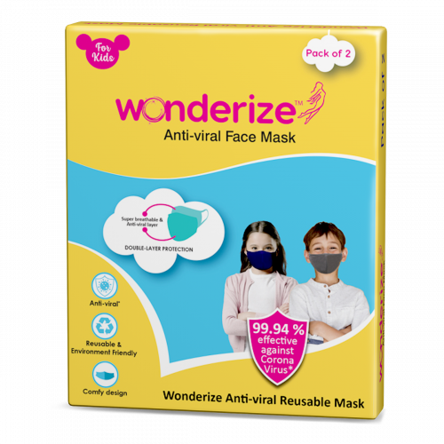 Wonderize Anti-Viral Reusable Kids Face Mask (Pack of 2)