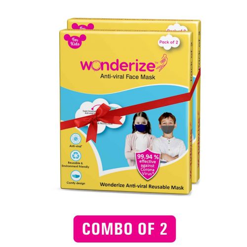 Wonderize Reusable Face Mask For Kids - 4 Masks